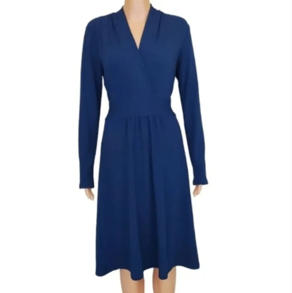 Cabi teal long sleeve v-neck dress